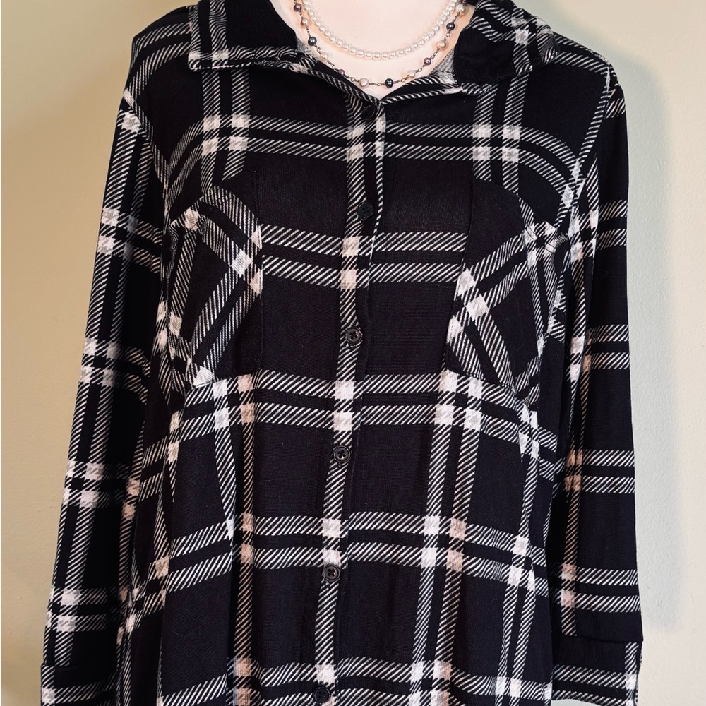 Black and White Plaid Button Down Shirt